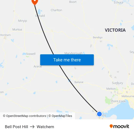 Bell Post Hill to Watchem map