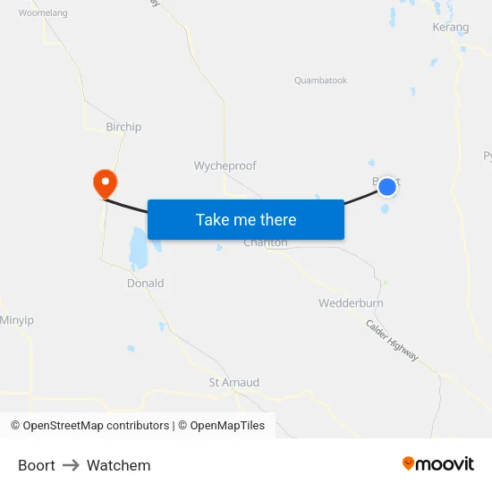 Boort to Watchem map
