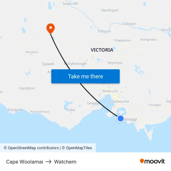 Cape Woolamai to Watchem map