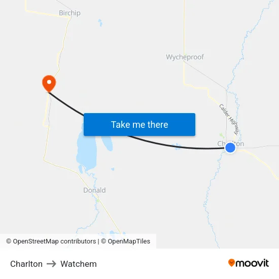 Charlton to Watchem map