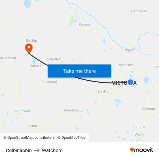 Colbinabbin to Watchem map