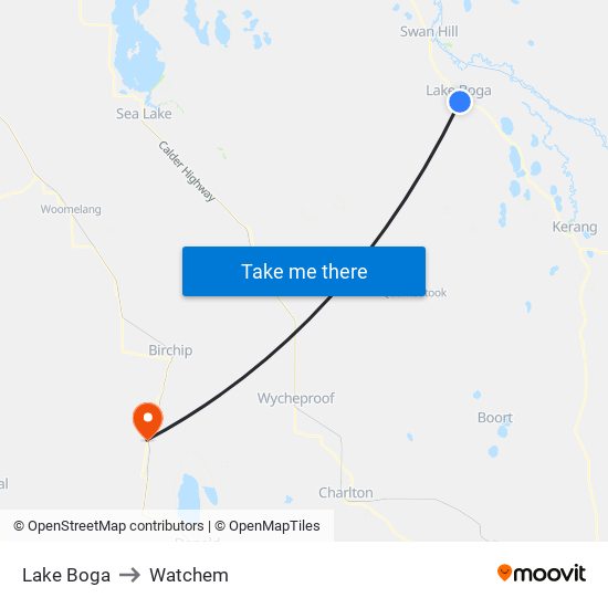 Lake Boga to Watchem map