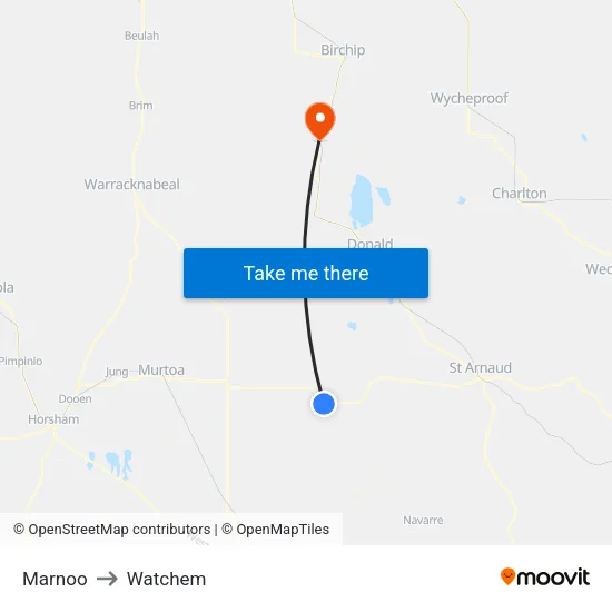 Marnoo to Watchem map