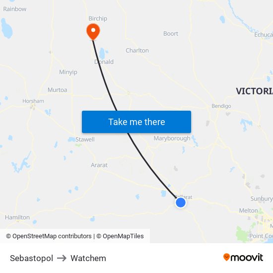 Sebastopol to Watchem map