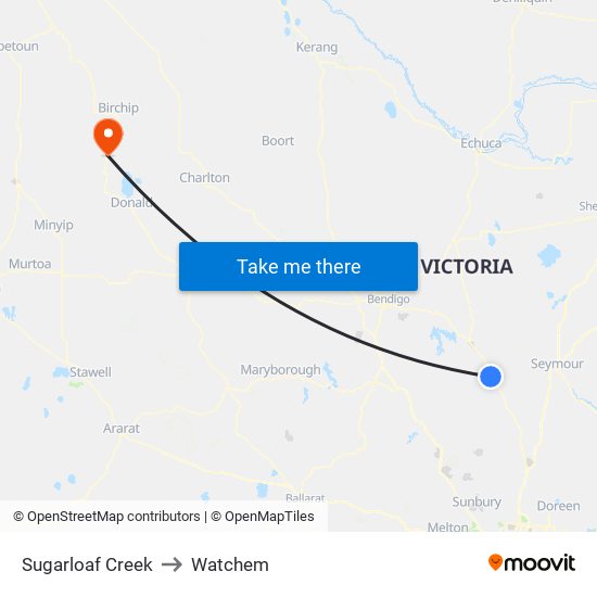 Sugarloaf Creek to Watchem map