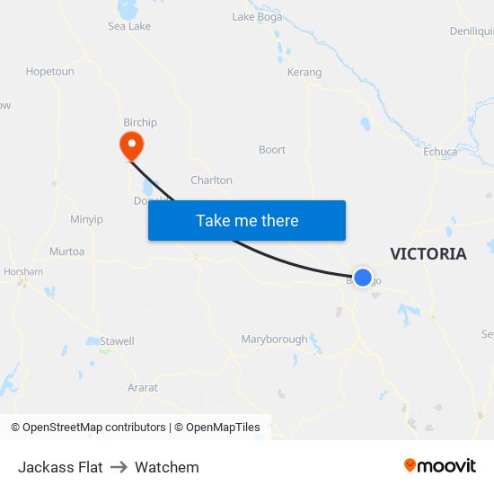 Jackass Flat to Watchem map