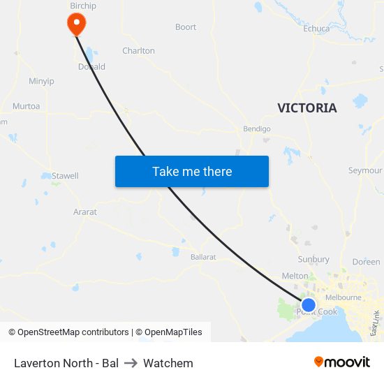 Laverton North - Bal to Watchem map