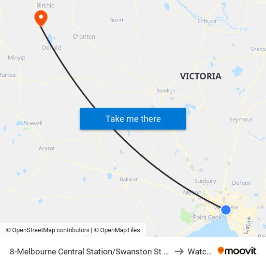 8-Melbourne Central Station/Swanston St (Melbourne City) to Watchem map