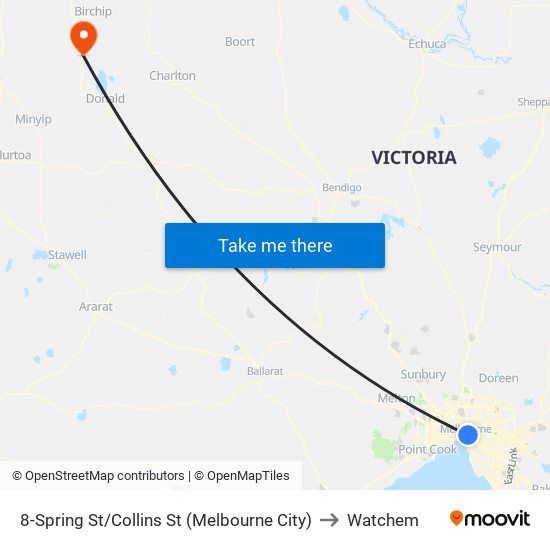 8-Spring St/Collins St (Melbourne City) to Watchem map