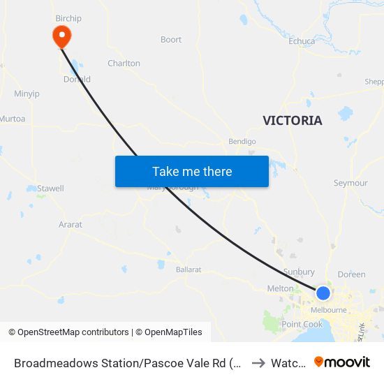 Broadmeadows Station/Pascoe Vale Rd (Broadmeadows) to Watchem map