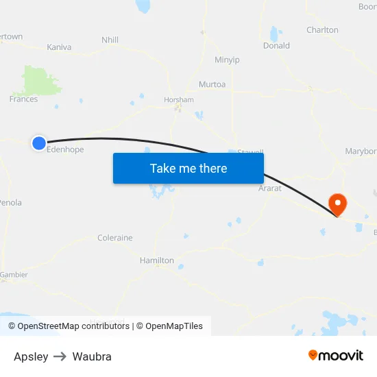Apsley to Waubra map