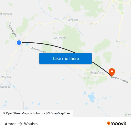 Ararat to Waubra map