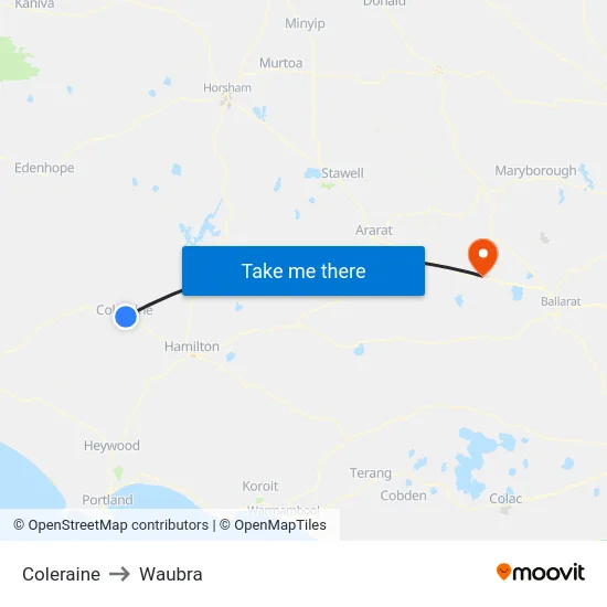 Coleraine to Waubra map