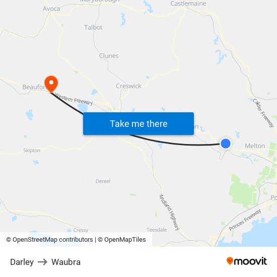 Darley to Waubra map