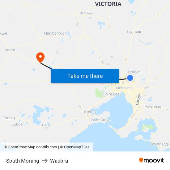 South Morang to Waubra map