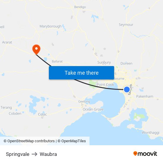 Springvale to Waubra map