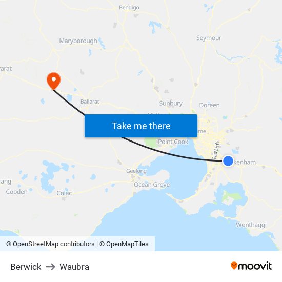 Berwick to Waubra map