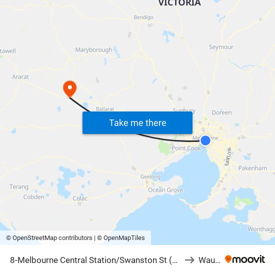 8-Melbourne Central Station/Swanston St (Melbourne City) to Waubra map