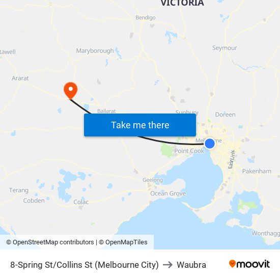 8-Spring St/Collins St (Melbourne City) to Waubra map