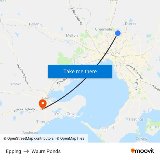 Epping to Waurn Ponds map