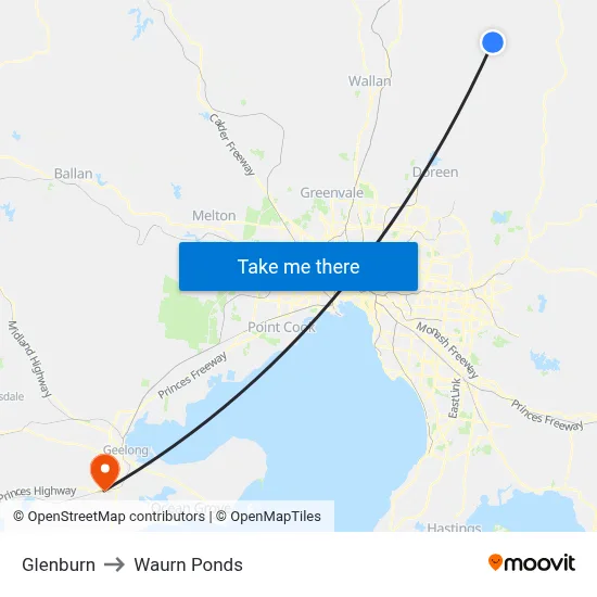 Glenburn to Waurn Ponds map