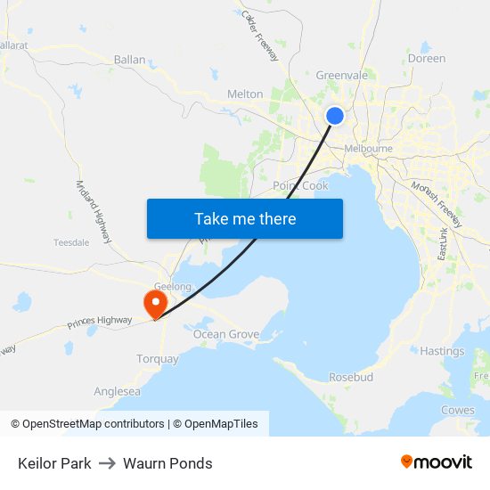 Keilor Park to Waurn Ponds map