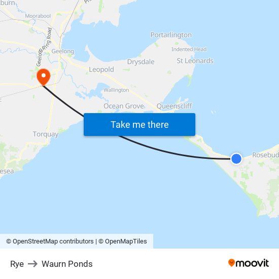 Rye to Waurn Ponds map