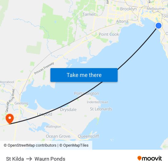 St Kilda to Waurn Ponds map