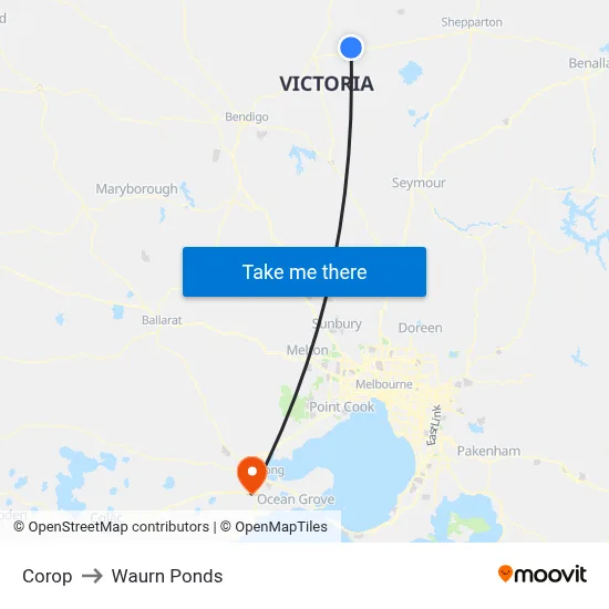 Corop to Waurn Ponds map