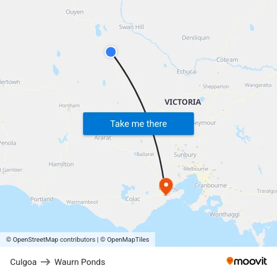 Culgoa to Waurn Ponds map