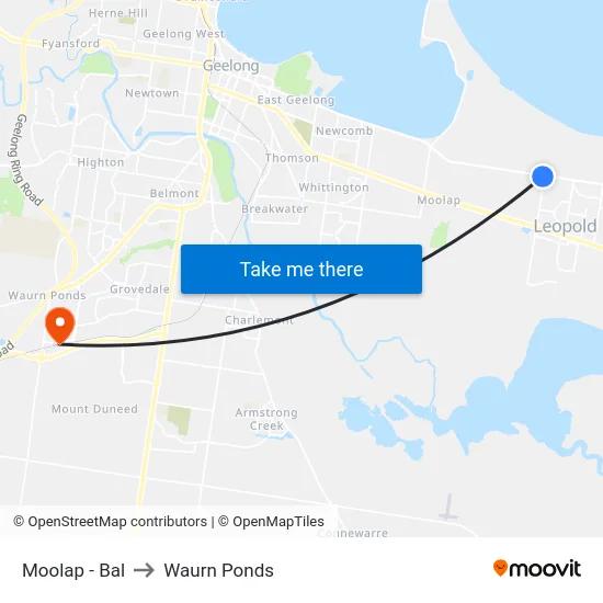 Moolap - Bal to Waurn Ponds map