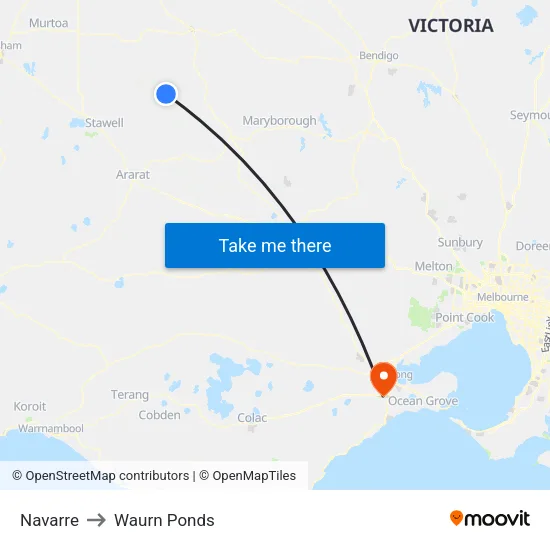 Navarre to Waurn Ponds map