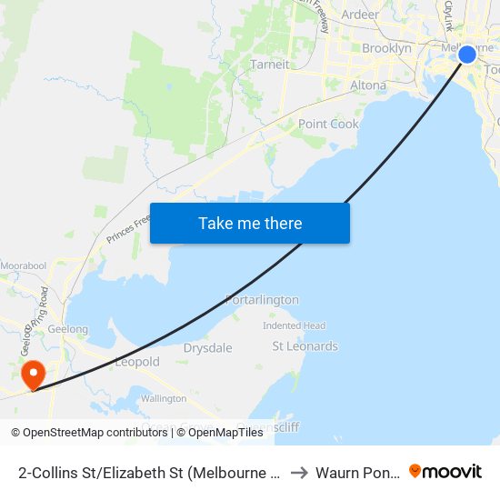 2-Collins St/Elizabeth St (Melbourne City) to Waurn Ponds map