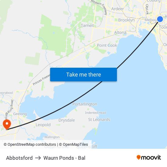 Abbotsford to Waurn Ponds - Bal map