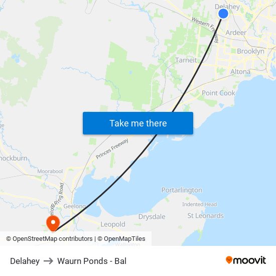 Delahey to Waurn Ponds - Bal map