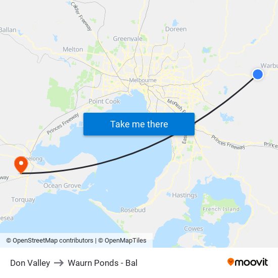 Don Valley to Waurn Ponds - Bal map