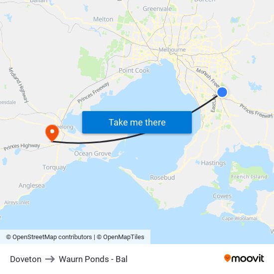 Doveton to Waurn Ponds - Bal map