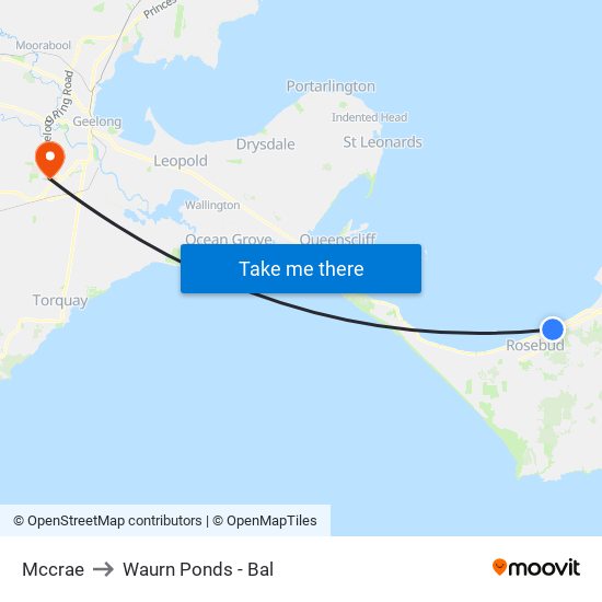 Mccrae to Waurn Ponds - Bal map