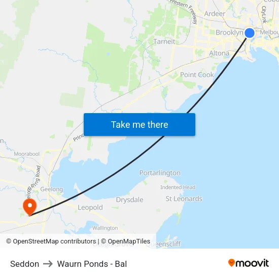 Seddon to Waurn Ponds - Bal map