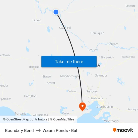 Boundary Bend to Waurn Ponds - Bal map