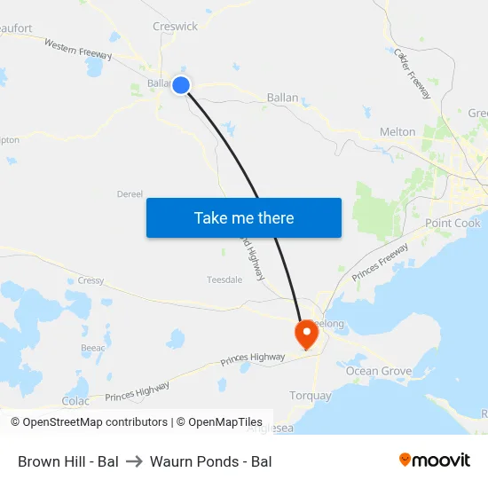 Brown Hill - Bal to Waurn Ponds - Bal map