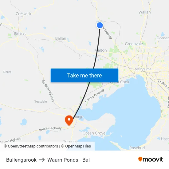 Bullengarook to Waurn Ponds - Bal map