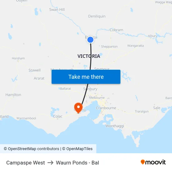 Campaspe West to Waurn Ponds - Bal map