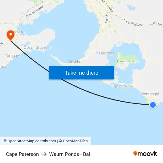 Cape Paterson to Waurn Ponds - Bal map