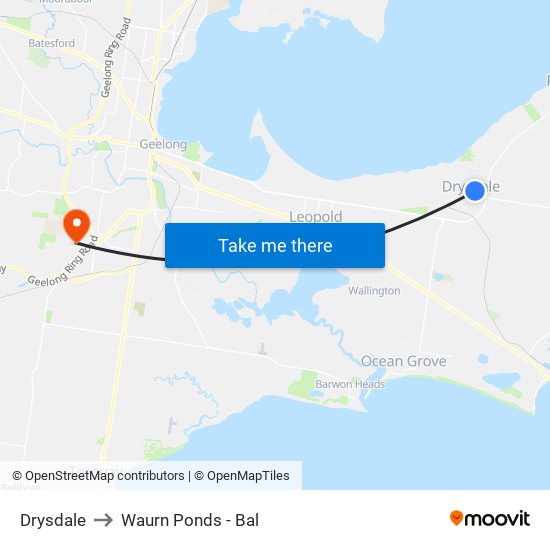 Drysdale to Waurn Ponds - Bal map