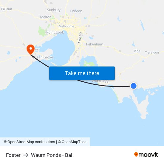 Foster to Waurn Ponds - Bal map