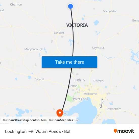 Lockington to Waurn Ponds - Bal map