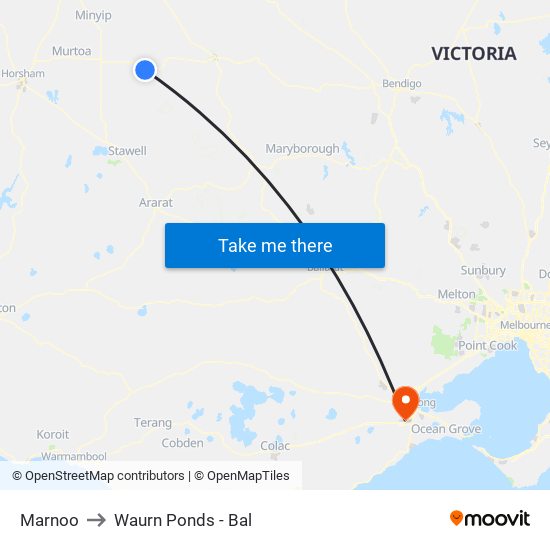 Marnoo to Waurn Ponds - Bal map