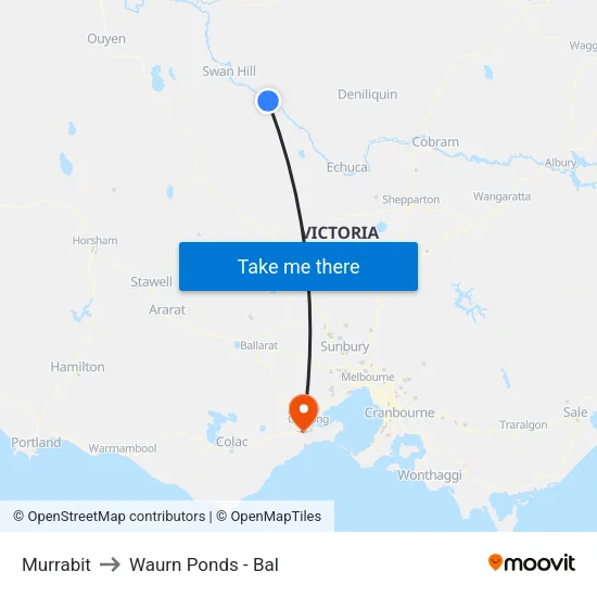 Murrabit to Waurn Ponds - Bal map