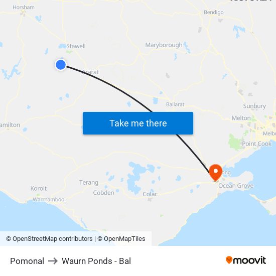 Pomonal to Waurn Ponds - Bal map